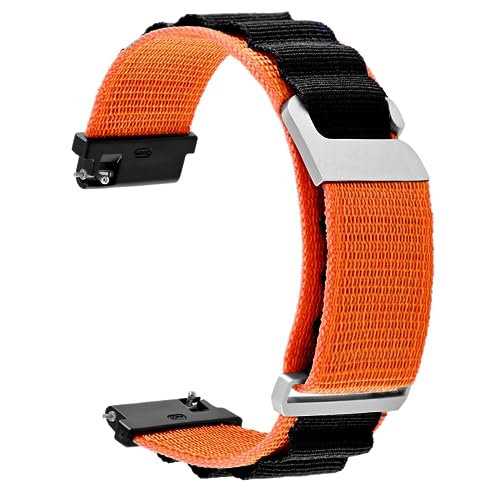 WOCCI 20mm Alpine Nylon Uhrenarmband, Verstellbares Sport Armband, Silberne Schnalle (Schwarz Orange) von WOCCI