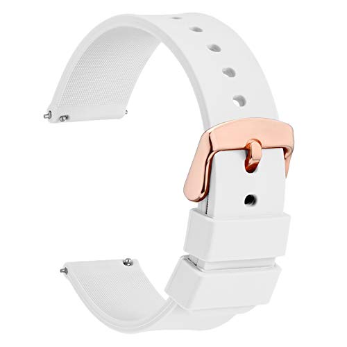 WOCCI 20mm Silikon Uhrenarmband mit Rosegold Schnalle, Schnellverschluss Armband (Weiß) von WOCCI