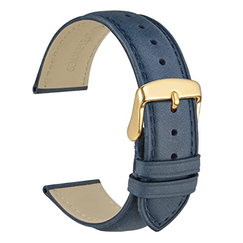 WOCCI 20mm Vintage Leder Uhrenarmband für Herren und Damen, Schließe Gold (Blau) von WOCCI