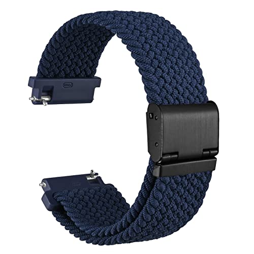 WOCCI 21mm Gewebtes Nylon Uhrenarmband für Damen und Herren, Schnellverschluss, Verstellbare Schwarze Schnalle (Blau) von WOCCI