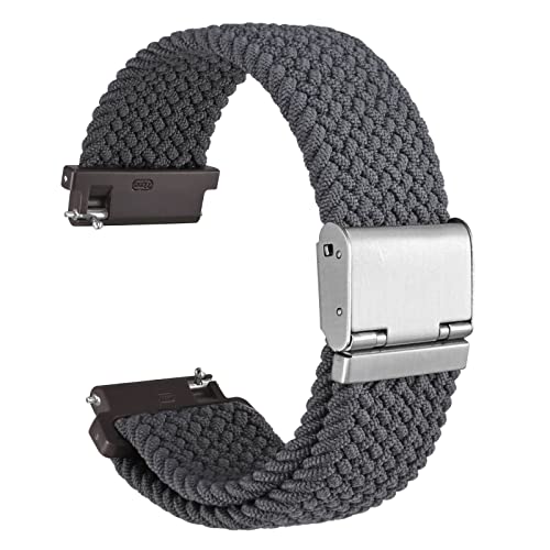 WOCCI 21mm Gewebtes Nylon Uhrenarmband für Damen und Herren, Schnellverschluss, Verstellbare Silberne Schnalle (Grau) von WOCCI