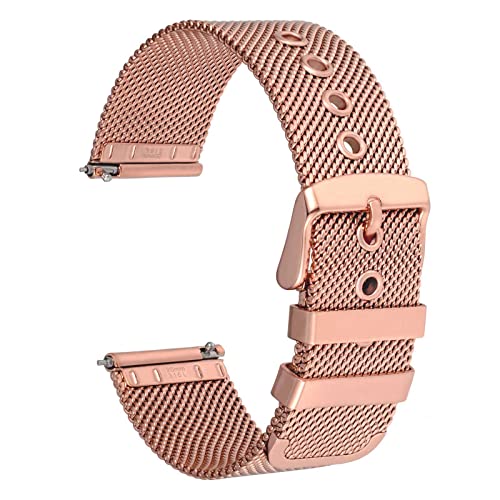 WOCCI 22mm Metall Uhrenarmband für Herren und Damen, 316L Edelstahl Mesh, Schnellverschluss (Roségold) von WOCCI