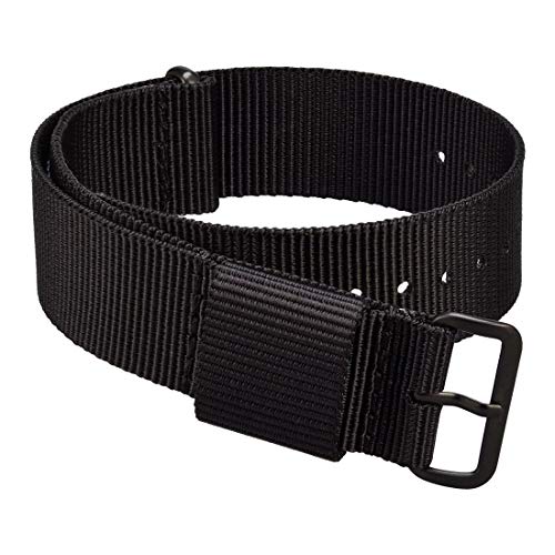 WOCCI 22mm Premium Nylon Armband für Damen und Herren mit Schwarzer Schnalle (Schwarz) von WOCCI