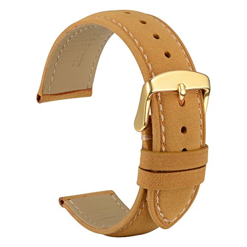 WOCCI 22mm Vintage Leder Uhrenarmband für Herren und Damen, Schließe Gold (Hellbraun) von WOCCI