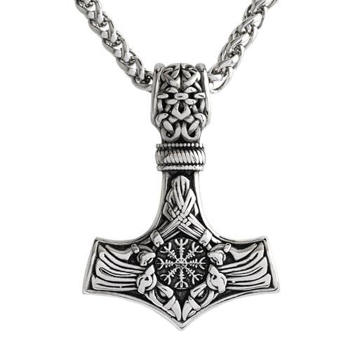 WODANICA Thors Hammer Halskette Wikinger Schmuck Edelstahl Anhänger Mjölnir Wikinger Runen Kelten Germanen von WODANICA