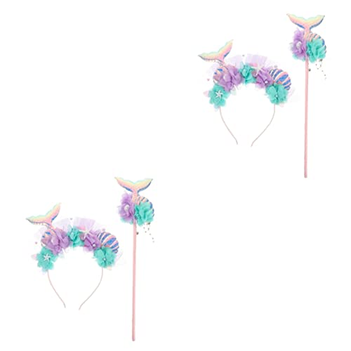 WOFASHPURET 2sätze Mermaid Kostüm Set Für Haarreif Und Zauberstab Für Meerjungfrau Cosplay Accessoires Für Geburtstagsfeiern Themenpartys Und von WOFASHPURET