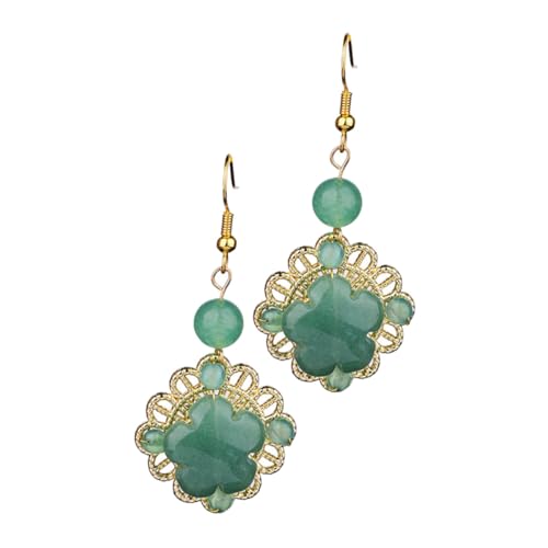 WOFASHPURET 1 Paar Aventurin-Jade-Ohrringe Ohrschmuck Ohrzubehör Frau Ohrschmuck Retro-Ohranhänger dekorative Ohrringe Legierung Green von WOFASHPURET