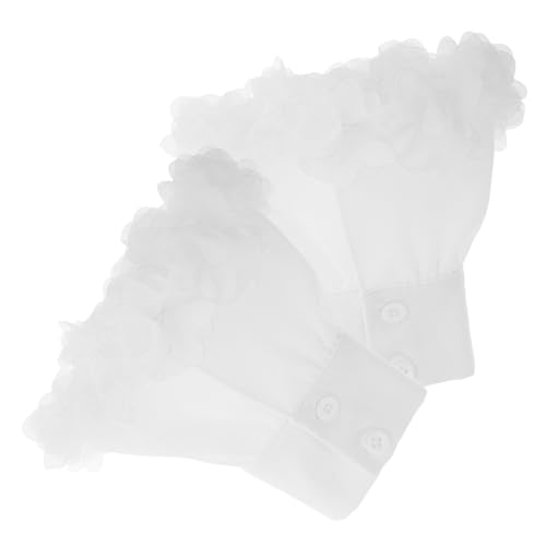 WOFASHPURET 1paar Abnehmbare Blüten-cuffs Für Chiffon Rüschenmanschetten Fake Ärmel Für Hochzeiten Und Partys Stilvolle Puffärmel-dekoration von WOFASHPURET