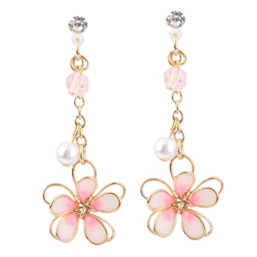 WOFASHPURET 1 Paar Elfen Ohrentropfen Ohrringe Mode Ohr Baumeln Süßer Ohrschmuck Blütenförmiger Ohrring Frauen Baumeln Dekorativer Ohrring Einzigartige Ohrentropfen Ohr Zubehör Legierung Rosa von WOFASHPURET