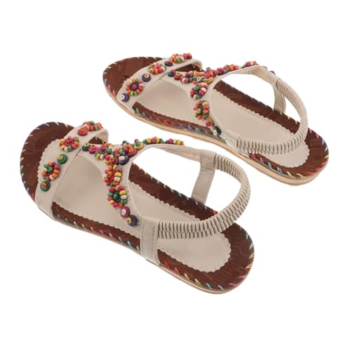 WOFASHPURET 1 Paar Flache Sandalen Für Damen: Boho-sandalen Mit Knöchelriemen, Bequemes Gehen – Flache Sommer-strandschuhe Mit Rutschfester Sohle Für Freizeitkleidung (größe: 39) von WOFASHPURET