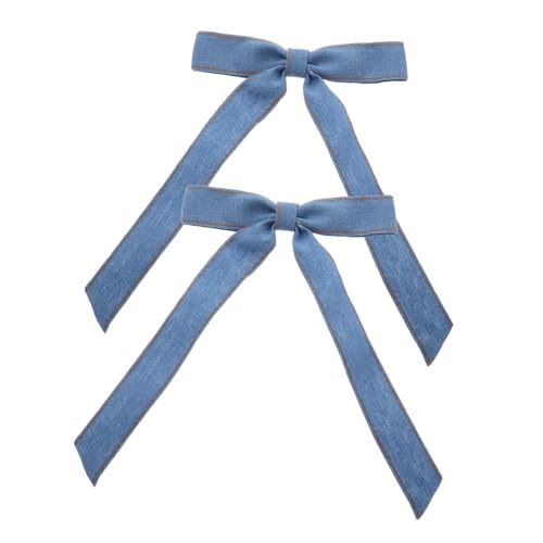 WOFASHPURET 1 Paar Retro Denim Haarspange mit Schleife Vielseitige Haarnadel für Damen und Mädchen für Formelle Anlässe und Alltag mit Sicherem Entenschnabel Clip und Klassischem Design von WOFASHPURET