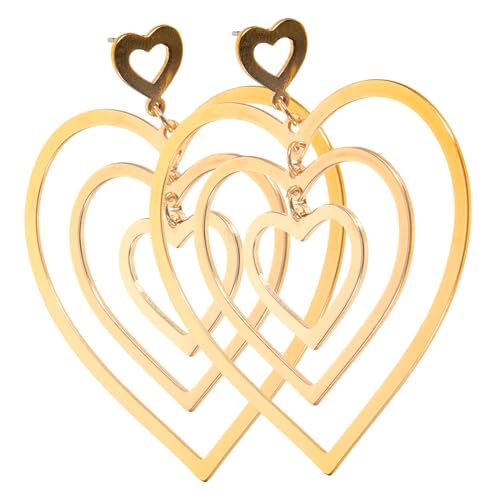 WOFASHPURET 1 Paar Retro Liebesohrringe Ohrstecker in Herzform Frauenschmuck Frau Herz Ohrring Vintage Ohrstecker Golden WOFASHPURET 1 Paar Retro Liebesohrringe Ohrstecker in Herzform Frauenschmuck Frau Herz Ohrring Vintage Ohrstecker Golden von WOFASHPURET