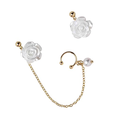 WOFASHPURET Elegante Vintage-ohrringe Mit Weißer Rose Und Kettenanhänger Für Damen von WOFASHPURET