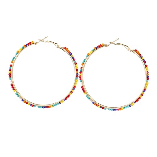 WOFASHPURET 1 Paar Runde Perlenohrringe Reifen Land Schmuck Edelstein Trendy Statement-ohrringe Weibliche Ohrzubehör Modische Ohrringe Runde Ohrringe Modische Damenohrringe Legierung Colorful von WOFASHPURET