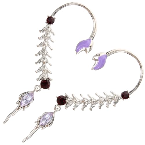 WOFASHPURET 1 Paar Schlangenohrringe Schmuck Rostfrei Charmant Manschette Silber Ohrringe Mit Ohrstulpen Ohrclip Violett Legierung WOFASHPURET 1 Paar Schlangenohrringe Schmuck Rostfrei Charmant Manschette Silber Ohrringe Mit Ohrstulpen Ohrclip Violett Legierung von WOFASHPURET