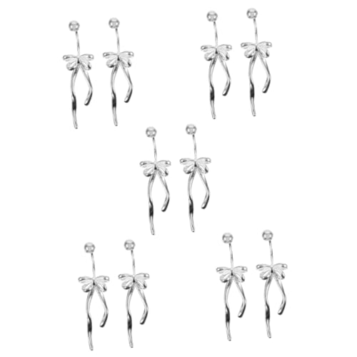 WOFASHPURET 1 Paar Schleife-Ohrringe Creolen mit Schleife silberne Schleifenohrringe ribbon earrings winter ohrringe Damen Ohrstecker Schleifenohrringe für Frauen Mini Drehschnalle Schmuck von WOFASHPURET