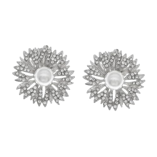 WOFASHPURET 1 Paar Schuhschnalle Perlendekor Strass-Schuh Braut- hochzeitsschuhe wedding shoes dekoration adiletten damen Schuhschmuck für die Braut abnehmbare Schuhknöpfe Zinklegierung Silver von WOFASHPURET