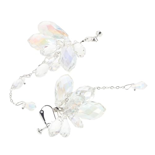 WOFASHPURET 1 Paar Strass-brautohrringe Mit Quaste, Anklipsen, Baumelnde Tropfenohrringe, Hochzeitsschmuck Für Bräute Und Brautjungfern von WOFASHPURET