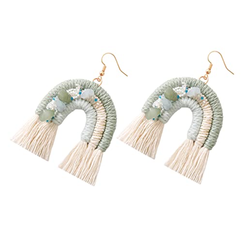 WOFASHPURET 1 Paar Vintage Ohrringe Baumelnde Ohrornamente Quastenohrringe Schmuck Böhmische Ohrringe Für Damen Regenbogen Quastenohrringe Kristallohrringe Fransenohrringe Bunter von WOFASHPURET