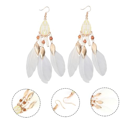 WOFASHPURET 1 Paar Vintage-ohrringe Hochzeitsdeko Ohrschmuck Ohrentropfen Die Ohrringe Der Frau Retro-ohrtropfen Blatt-ohr-anhänger Ohrhänger Lange Ohrendekore Weiß Künstliche Feder WOFASHPURET 1 Paar Vintage-ohrringe Hochzeitsdeko Ohrschmuck Ohrentropfen Die Ohrringe Der Frau Retro-ohrtropfen Blatt-ohr-anhänger Ohrhänger Lange Ohrendekore Weiß Künstliche Feder von WOFASHPURET