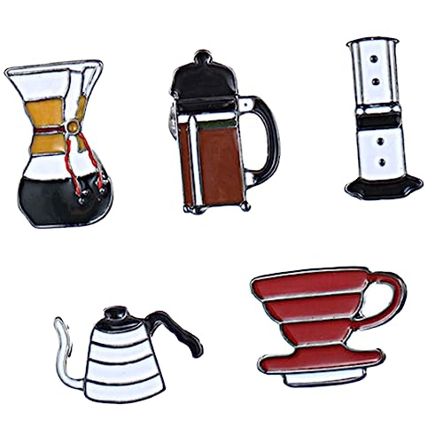 WOFASHPURET 5 Stücke Kaffee Tasse Brosche Kreative Pin Set Revers Für Kleidung Stilvolle Rucksack Dekorative von WOFASHPURET