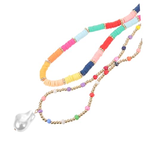 WOFASHPURET 1 Satz Bunte Perlenkette Weibliche Halskette Mädchen Halskette Strand Halskette Muschelhalsband Bunte Halskette Boho-halsband Böhmische Halskette Böhmen Anhänger Damen Harz von WOFASHPURET