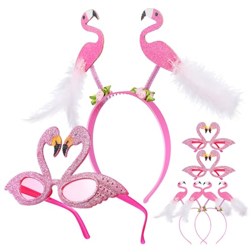 WOFASHPURET 1 Satz Flamingo Haarreif und Brille Teiliges Flamingo Party Zubehör für Hawaii Party Karneval und Komfortabel Spaß Deko für Event Zufällige Farbe von WOFASHPURET