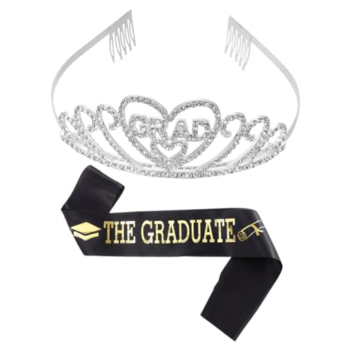 WOFASHPURET 1 Satz Graduationsset mit Etiquette Belt Haarband Abschlussfeier Zubehör für Festliche Sash Krone für Abschlussfeiern und Schulveranstaltungen von WOFASHPURET