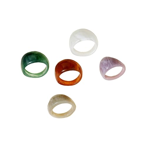 WOFASHPURET 1 Satz Harzring Kleiner Finger Piercing Baumeln Größer Zappeln Lichtring Bescherung Weihnachten Valetinstagsgeschenk Ehering Modering Dicker Gewölbter Knöchelfingerring 5 Stück von WOFASHPURET