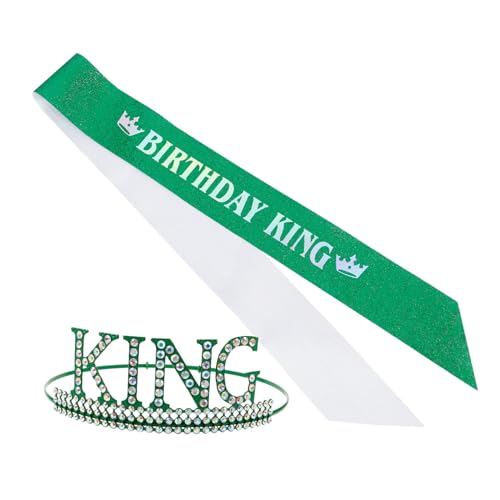 WOFASHPURET 1 Satz Herren Geburtstagskrone mit Sash Funkelndes Rhinestone Stirnband für Männer für Geburtstagsfeiern Robuste und für Festliche Anlässe von WOFASHPURET