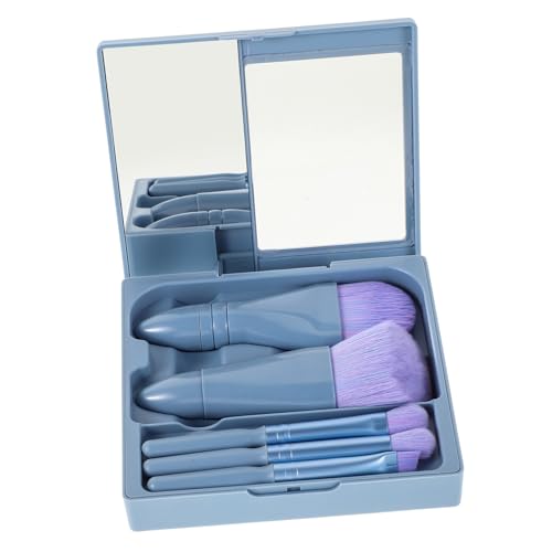 WOFASHPURET 1 Satz Kompaktes Make Up Pinsel Set mit Integriertem Spiegel Teiliges Set in Himmelblau für Make Up Anwendungen Unterwegs für Blush und Lidschatten von WOFASHPURET