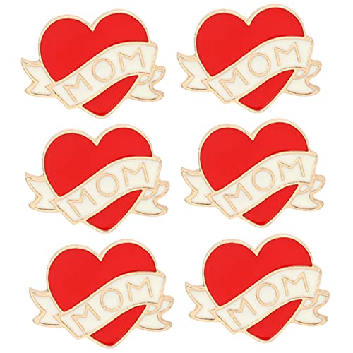 WOFASHPURET 1 Satz Teiliges Herzform Broschen Mit Mom Schriftzug Stilvolle Anstecknadeln Für Kleidung Muttertag Ergänzung Für Handtaschen Oder Jacken 6 Stück von WOFASHPURET