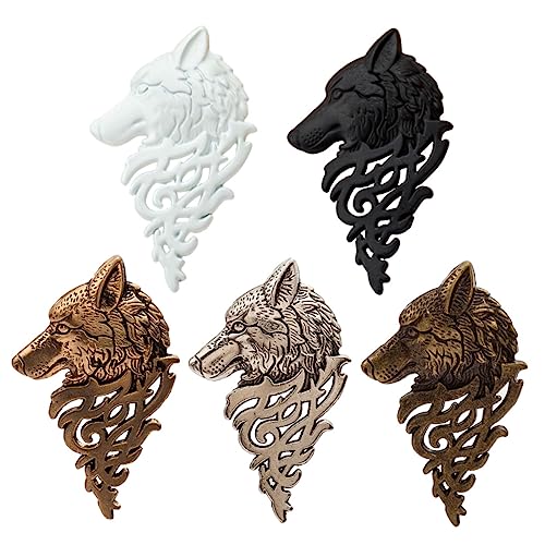 WOFASHPURET 5Stücke Wolf Head Brosche für Herren Kreatives Design Legierung Langlebig und Anlässe Wie Partys und Geburtstage Zufällige Farben von WOFASHPURET