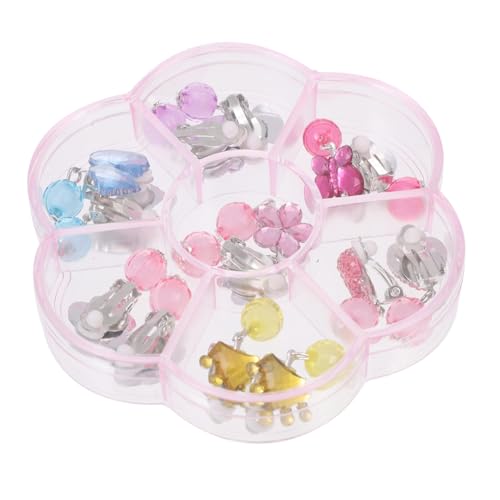 WOFASHPURET 1 Schachtel Ohrclips mit Süßen Blumen und Schmetterlingsmotiven Leichte Kunststoff Metall Ohrringe für Mädchen Kreative Schmuckaccessoires in Geschenkbox für Alltag und Party von WOFASHPURET