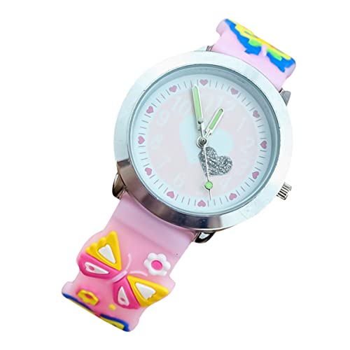 WOFASHPURET 1 Stück Butterfly Diamond Watch beobachten Uhren Mädchen Uhr Cartoon Uhren Kinderarmbanduhr Cartoon-Uhr Armbanduhr für dekorative Uhr der Karikatur Gummi Rosa von WOFASHPURET