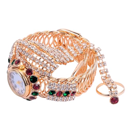 WOFASHPURET 1stück Damen Luxus Quarzuhr Mit Glitzer- Und Kette Kreative Armbanduhr Für Frauen Als Für Besondere Anlässe Modisch Und Elegant Indische Farbe von WOFASHPURET
