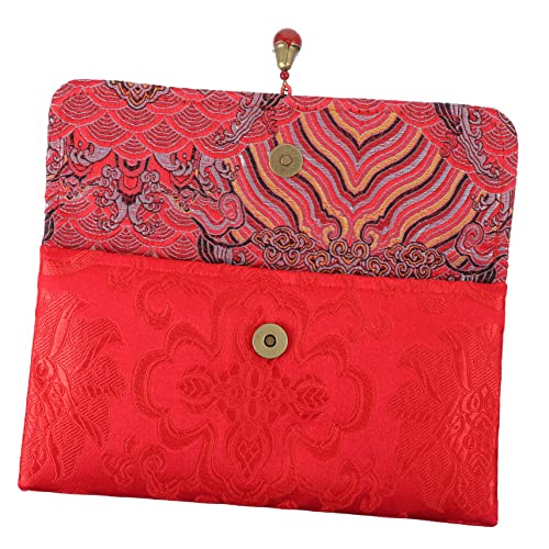 WOFASHPURET 1 Stück Fu-Wort-rote Umschlagstasche Exquisites Rotes Paket Bestickt Empfindlich Frühlingsfest Tasche Glücklicher Geldbeutel Hochzeit Praktische Wickeltasche Stoff von WOFASHPURET