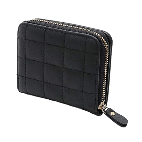 WOFASHPURET Kleiner Geldbörse Studenten Pu Geldbeutel RFID Schutz Quadratische Münztasche Für Damen Und Herren Handtasche Mit Reißverschluss (schwarz) von WOFASHPURET