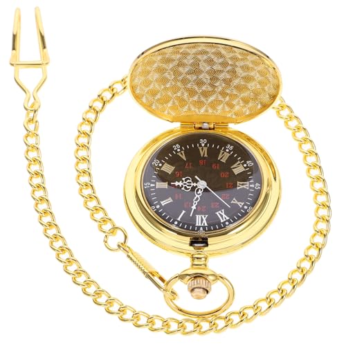 WOFASHPURET Taschenuhr Retro-Uhr Quarzwerk Glattes Legierungsgehäuse Dunkelgolden Stilvoll Für Männer Und Frauen von WOFASHPURET