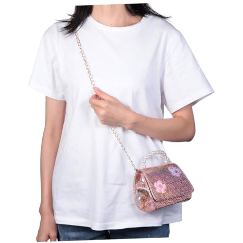 WOFASHPURET Perlen Tasche Für Junge Mädchen Goldene Mini Handtasche Mit Blumenmuster Kreative Umhängetasche Mit Abnehmbarem Schultergurt Und Perlengriff Leichtgewichtig Und Zu Tragen Eignet von WOFASHPURET