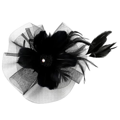 WOFASHPURET 1 Stück Netz Feder Haarschmuck Eleganter Kopfschmuck Braut- Party-kopfbedeckung Haarschmuck Für Frauen Hochzeit Kreative Party-haardekoration Haarzubehör Gittergewebe Schwarz von WOFASHPURET