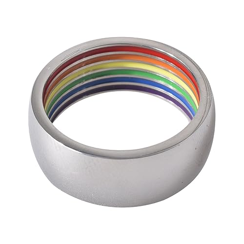 WOFASHPURET 1 Stück Regenbogenring Regenbogenstolzringe Regenbogen-fingerring Ring Regenbogen Homosexuell Ring Ringschmuck Fingerring Rostfreier Stahl Colorful von WOFASHPURET