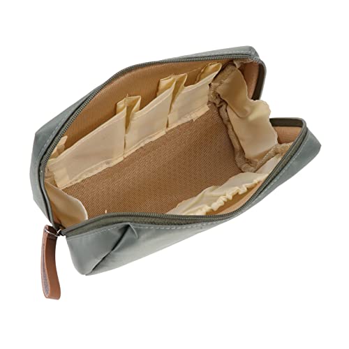 WOFASHPURET 1 Stück Reise Kosmetiktasche für Damen Tragbare Make Up Tasche mit Reißverschluss Kompakt Leicht für Reisen Aufbewahrung von Kosmetik und Persönlichen Gegenständen Grünes Design von WOFASHPURET