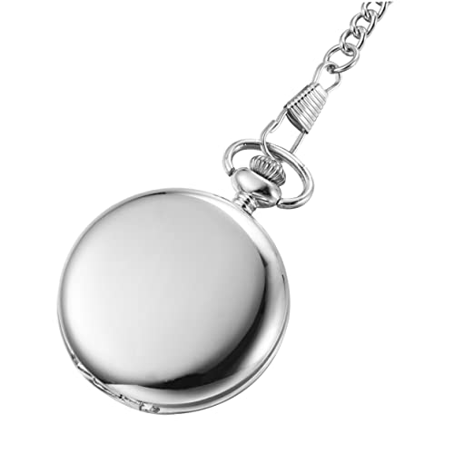 WOFASHPURET Retro Zwei-Seiten Taschenuhr Legierung Glatte Quarz-Uhr Für Herren Und Damen Mit Langer Kette Silber von WOFASHPURET