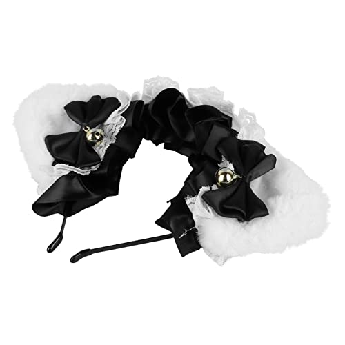 WOFASHPURET 1stück Süße Katzenohren Haarband Lolita Headdress Mit Rüschen Und Satinband Stilvolles Haaraccessoire Für Cosplay Partys Und Besondere Anlässe von WOFASHPURET