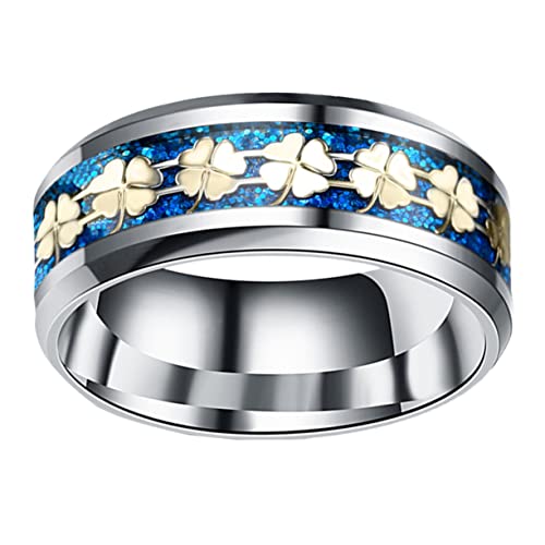 WOFASHPURET 1 Stück Vier-blatt-klee- -stahlring Ihr Ihm Trauringe Für Kleeblatt-ring Kreativer Ring Damenring Ring Aus Titanstahl Modering Schmuckring Ringschmuck Blau Rostfreier von WOFASHPURET