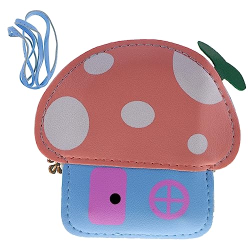 WOFASHPURET 1 Stück der süße Umhängetasche Schulter Kindertasche Handtasche Umhängetasche in Pilzform Geldbörse für Geldbörse für Mädchen süße Münzgrundstück PU-Leder von WOFASHPURET