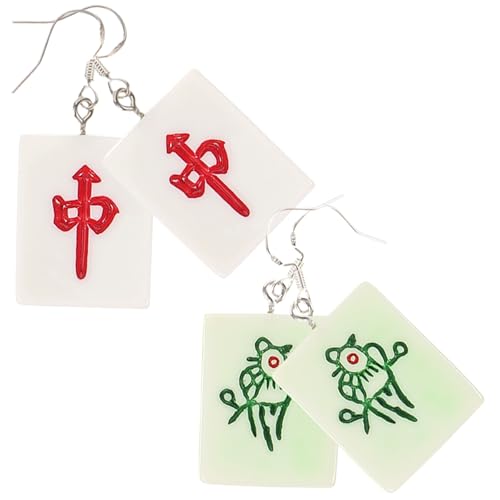 WOFASHPURET 10 Paar Mahjong-Ohrringe Frauen Anhänger Mode-Ohrringe Mädchen Ohrringe Ohrhänger cute earrings Perlenohrringe skurrile Ohrringe süße Ohrringe hängen Mahjong-Fliesen Fräulein Harz von WOFASHPURET