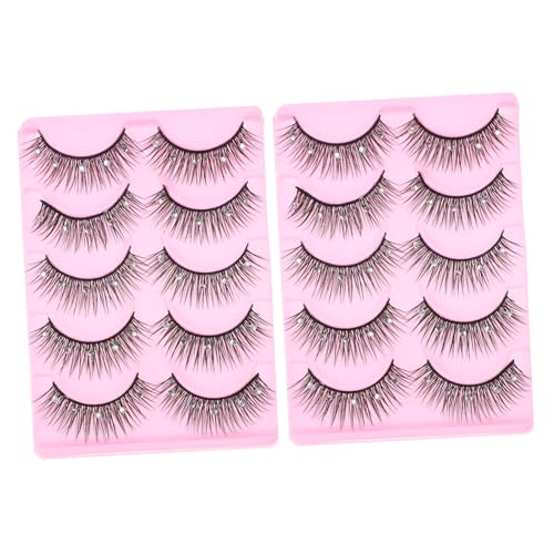 WOFASHPURET 10 Paare Dichte Natürliche Fake Wimpern mit Funkelnden Strasssteinen Langlebige Wiederverwendbare Party Wimpernverlängerung für Frauen Dramatischer Look Hautfreundlich und Sicher von WOFASHPURET