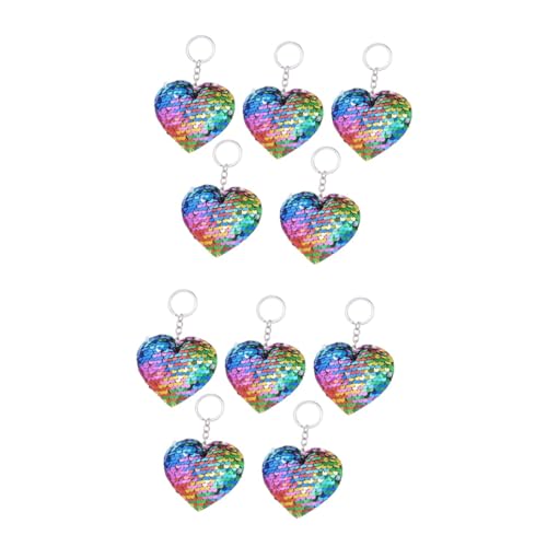 WOFASHPURET 10 STK Schlüsselanhänger Glitzer Tasche Glänzender Handtaschenanhänger Flip-Glitzer-Charme Strass Schlüsselring Colorful von WOFASHPURET